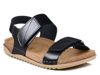 Sandały damskie skórzane na rzepy czarne wygodne Inblu AA-1G