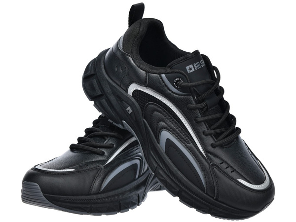Buty męskie sportowe czarne Big Star SS174285 z ekoskóry sznurowane 