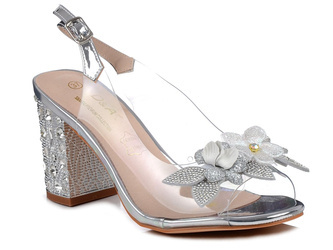 Buty damskie eleganckie na obcasie silikonowe srebrne DiA 38-331