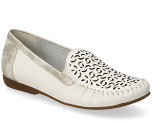 Mokasyny damskie Rieker L6350-60 beżowe skórzane ażurowe lekkie wygodne