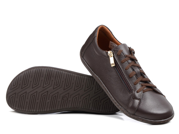 Półbuty damskie barefoot brązowe Venetto B003 skórzane wygodne szerokie