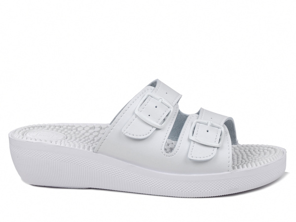 Klapki damskie białe Fakirki KF-02 medyczne sanitarne masujące z kolcami