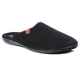 Kapcie męskie czarne pantofle domowe Adanex 27983 zakryte palce lekkie
