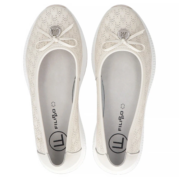 Baleriny damskie beżowe Filippo DP6718/26 baletki skórzane na platformie