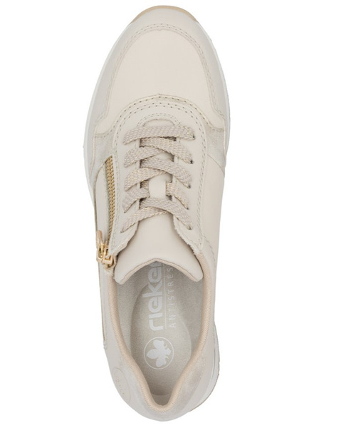 Sneakersy damskie beżowe Rieker N9301-60 półbuty skórzane na zamek