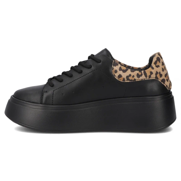 Sneakersy damskie czarne Filippo DP6058 półbuty skórzane na platformie