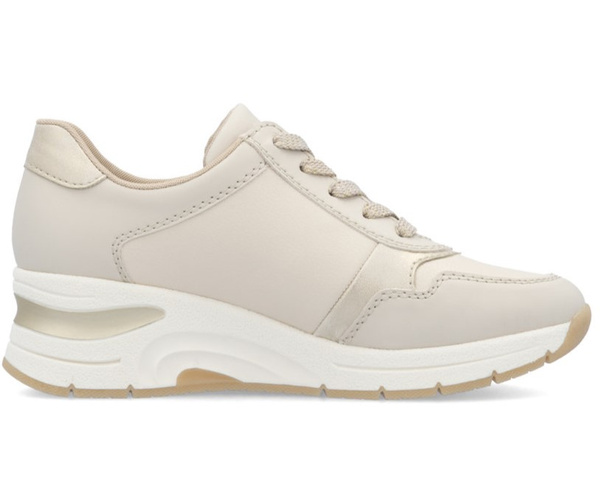 Sneakersy damskie beżowe Rieker N9301-60 półbuty skórzane na zamek