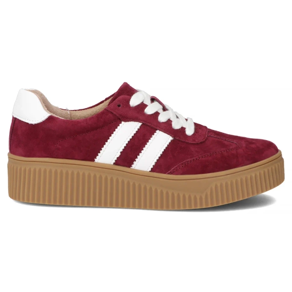Sneakersy damskie na platformie skórzane bordowe Filippo DP6776/25 
