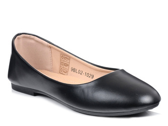 Baleriny baletki damskie ekoskóra wkładka skórzana czarne Evento 1029 