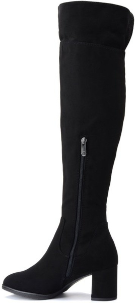 Kozaki damskie czarne Marco Tozzi 25506 na obcasie ocieplane polarem