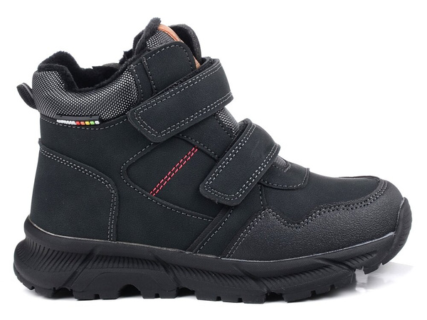 Buty dziecięce chłopięce zimowe na rzepy czarne American Club XD 141