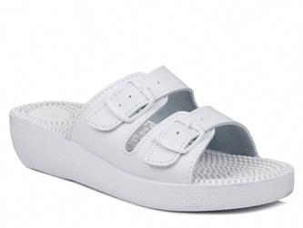 Klapki damskie białe Fakirki KF-02 medyczne sanitarne masujące z kolcami