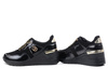 Sneakersy damskie czarne S.Barski LR29169 na koturnie skórzane wygodne
