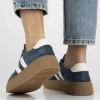 Sneakersy damskie na platformie skórzane niebieskie Filippo DP6776/25 
