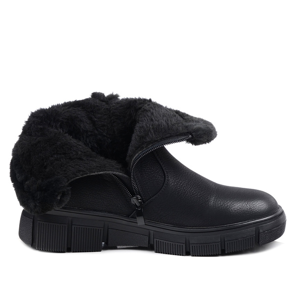 Botki damskie ocieplane czarne jesienne zimowe Evento 9407 dwa zamki