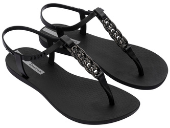 Sandały japonki damskie płaskie czarne Ipanema 83692-BD624 na lato