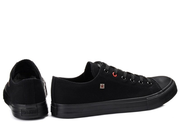 Trampki męskie całe czarne Big Star T174110 niskie tekstylne sznurowane