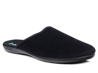 Kapcie męskie czarne pantofle domowe Adanex 29607 zakryte palce lekkie