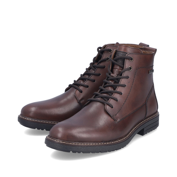 Buty męskie botki zimowe Rieker 33143 trzewiki skórzane brązowe na zamek