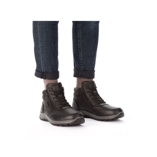 Buty męskie zimowe z membraną Rieker 03624 ocieplane skórzane wysokie