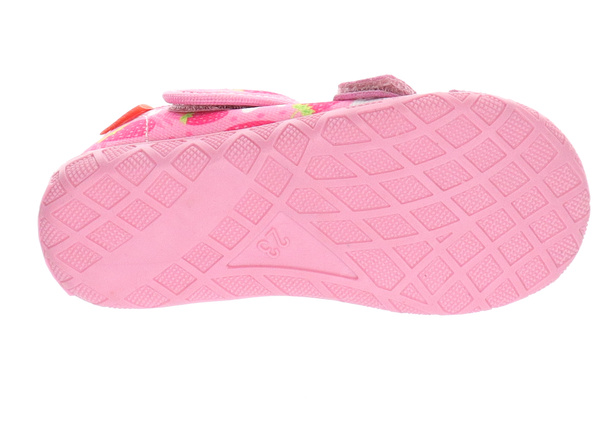 Kapcie dziewczęce do przedszkola róż Milami 118 na rzep szeroki nosek 