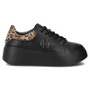 Sneakersy damskie czarne Filippo DP6058 półbuty skórzane na platformie