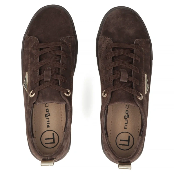 Buty sneakersy damskie brązowe Filippo 3533 skórzane na platformie