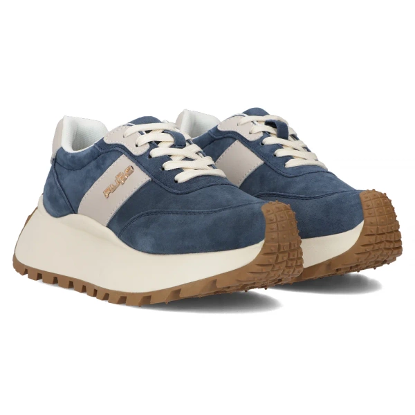 Sneakersy damskie niebieskie Filippo DP6785 buty na platformie skórzane