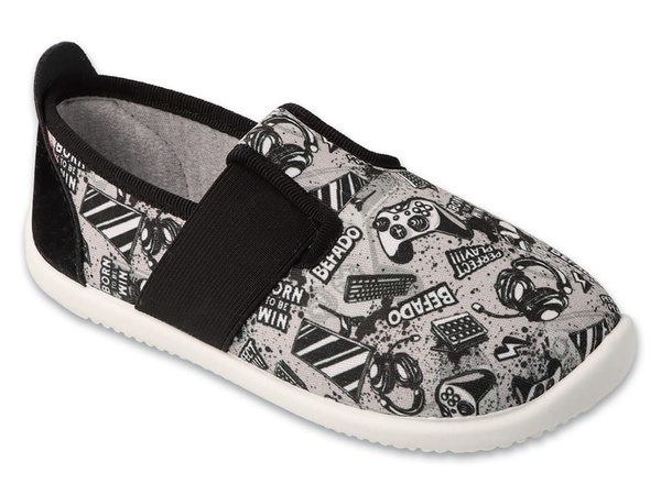 Kapcie chłopięce barefoot Befado 901X024 szare dziecięce do przedszkola