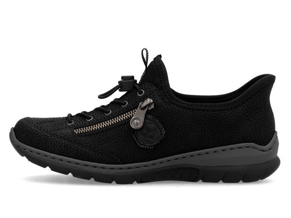 Półbuty damskie Rieker L32F1 sneakersy sportowe czarne skórzane wygodne