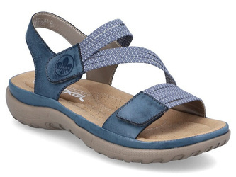 Sandały damskie Rieker 64870-14 wygodne płaskie na rzepy z gumkami