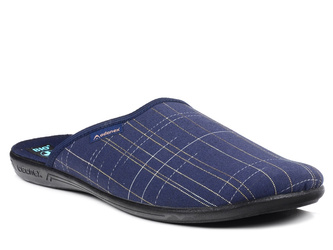 Kapcie męskie granatowe pantofle domowe Adanex 25957 zakryte palce