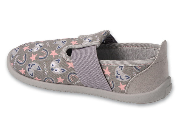 Kapcie dziecięce barefoot Befado 901X019 dziewczęce do przedszkola szare