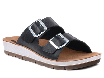 Klapki damskie czarne Inblu CP-42 profilowane regulowane z klamrami