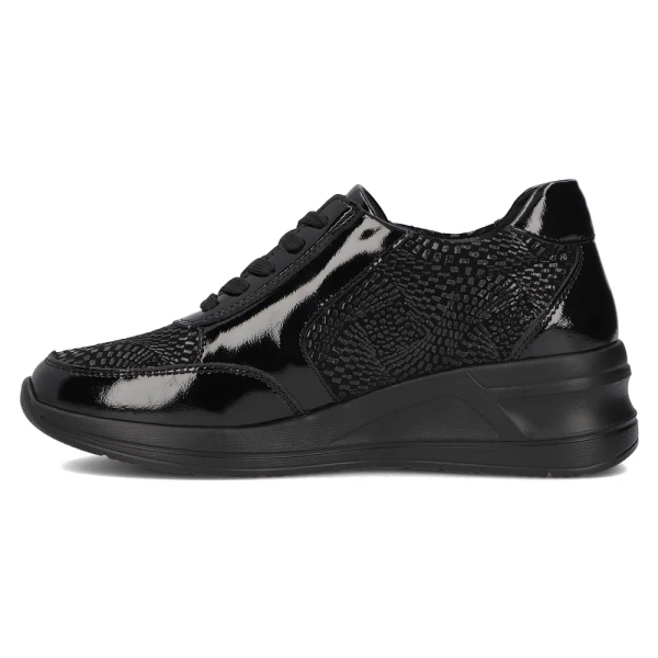 Półbuty damskie sneakersy na koturnie skórzane czarne Filippo DP6352/24