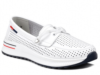 Mokasyny damskie białe T.Sokolski W25-647 skórzane ażurowe na platformie