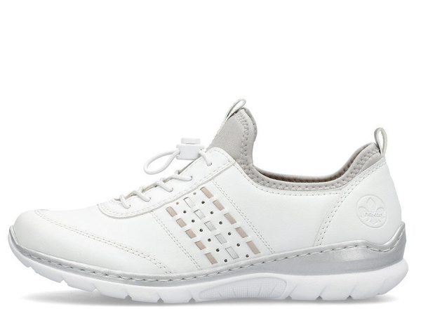 Półbuty damskie białe Rieker L3259-80 sneakersy wsuwane wygodne sportowe