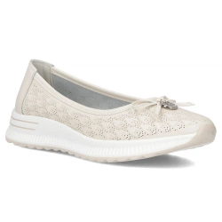 Baleriny damskie beżowe Filippo DP6718/26 baletki skórzane na platformie