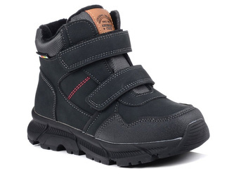 Buty dziecięce chłopięce zimowe na rzepy czarne American Club XD 141