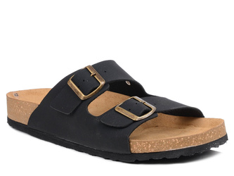 Klapki męskie czarne regulowane Inblu NU-12 skórzana wkładka profilowana