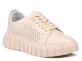 Sneakersy damskie buty na platformie skórzane beżowe T.Sokolski W25-46