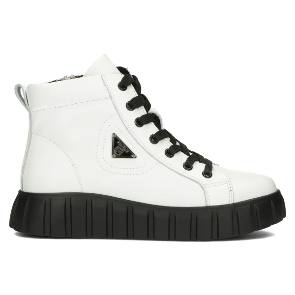 Botki damskie skórzane na platformie Filippo DBT4146 białe jesienne