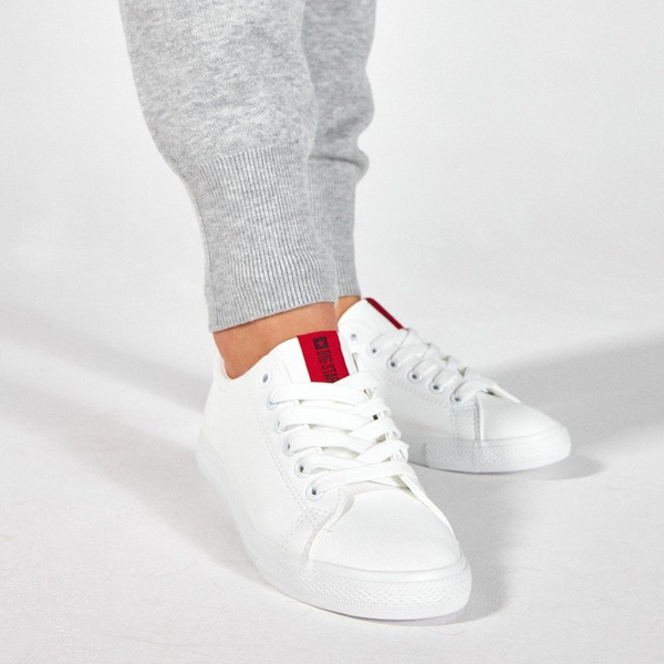 Całe białe trampki damskie Big Star DD274685 tenisówki z ekoskóry niskie