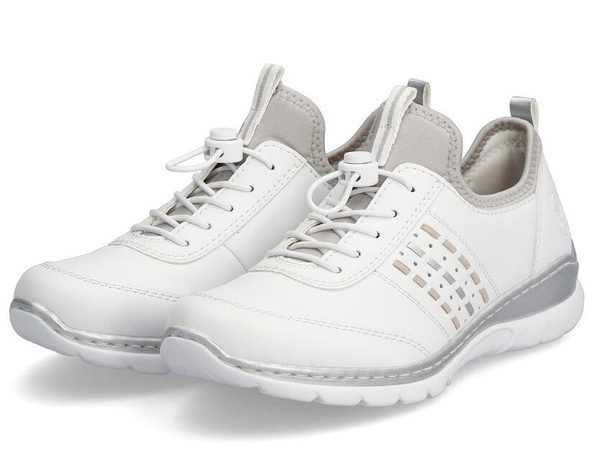 Półbuty damskie białe Rieker L3259-80 sneakersy wsuwane wygodne sportowe