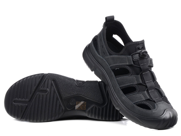 Sandały męskie czarne T.Sokolski L26-382 skórzane sportowe trekkingowe 