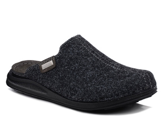 Kapcie męskie filcowe Inblu VE-10 pantofle domowe wkładka skórzana szare