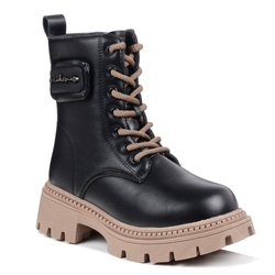 Buty dziecięce Miss 9491 dziewczęce zimowe ocieplane wełną na zamek