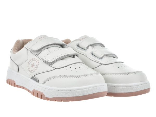 Buty dziecięce białe Big Star OO374095 dziewczęce skórzane na rzepy