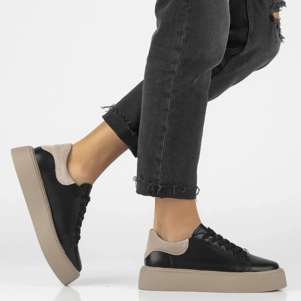 Sneakersy damskie Filippo DP6119 półbuty skórzane czarne na platformie