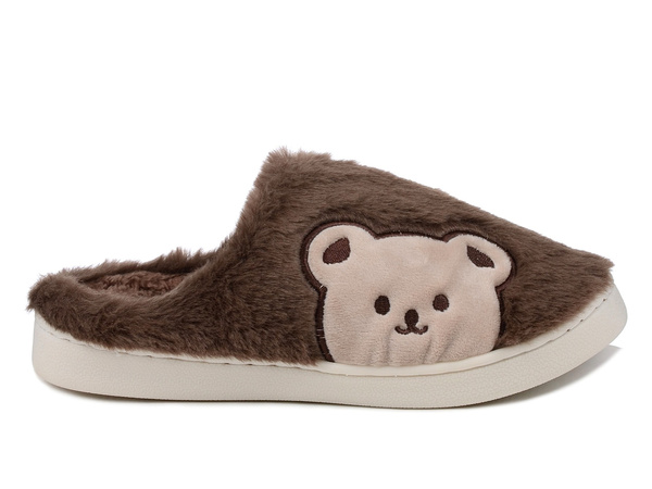 Kapcie damskie ciepłe ciapy domowe wsuwane brązowe Unisoft 7540